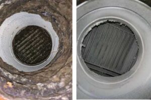 before and after photos of Top Star Air Pros' air Duct Mold cleaning services