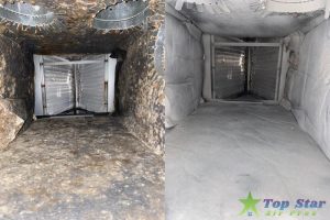 before and after photos of Top Star Air Pros' Duct Mold cleaning services