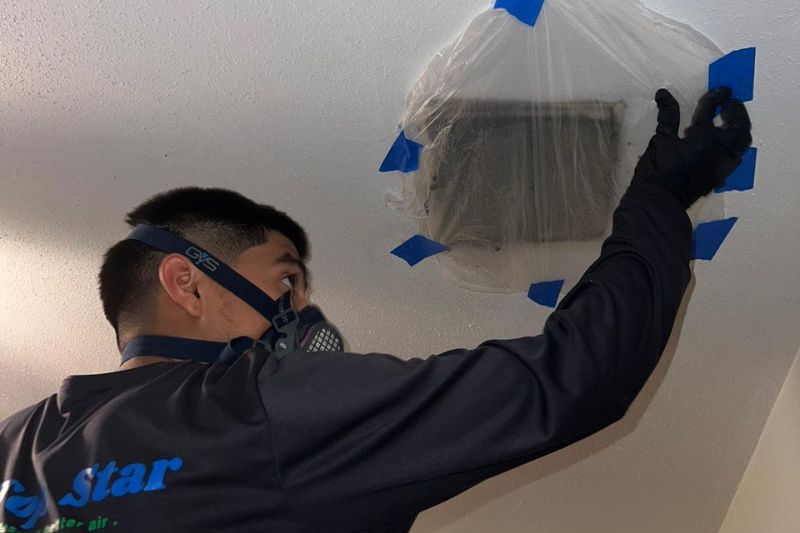 covering air duct for cleaning