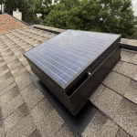 Residential solar attic fan installed on roof in Texas