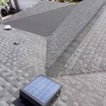 Roof mounted solar attic fan installation completed